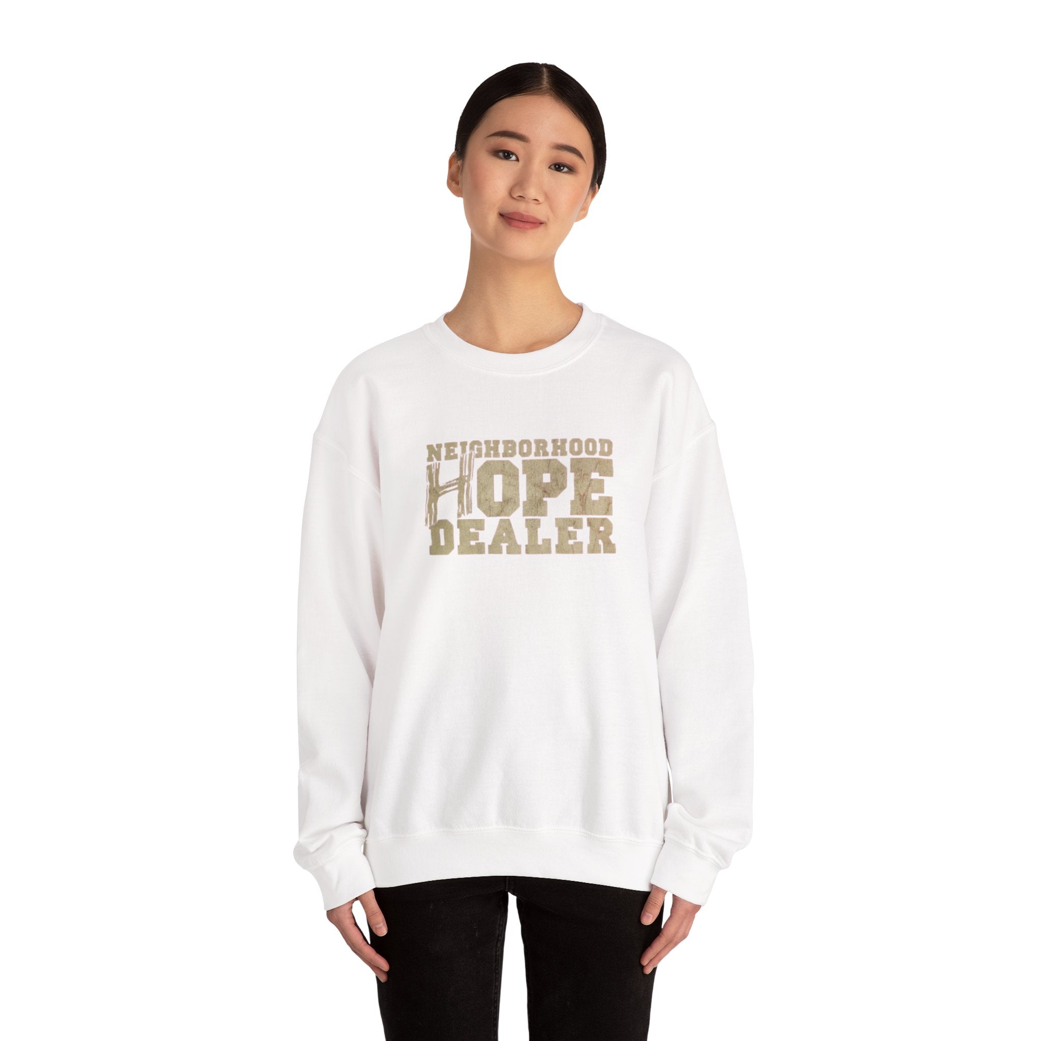 Crewneck Sweatshirt - "Neighborhood Hope Dealer" Retro Type Graphic